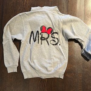 Grey zip up sweatshirt with Disney Minnie Mrs